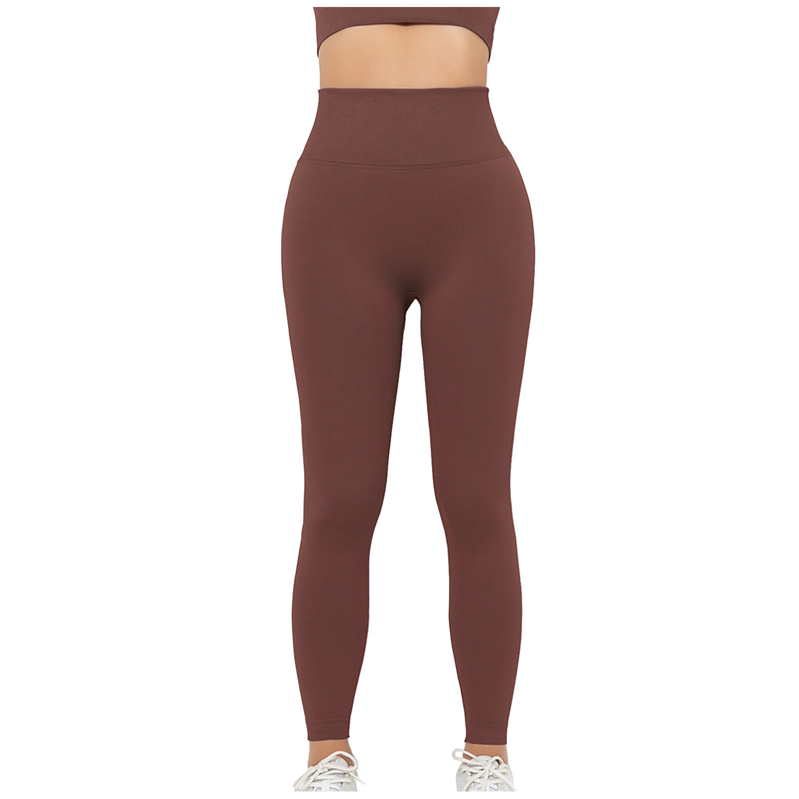 Jalioing Yoga Pants for Women Lace-Up Mid Waist Stretchy Skinny Solid Color  Multipocket Lounge Gym Trouser (X-Large, Brown)