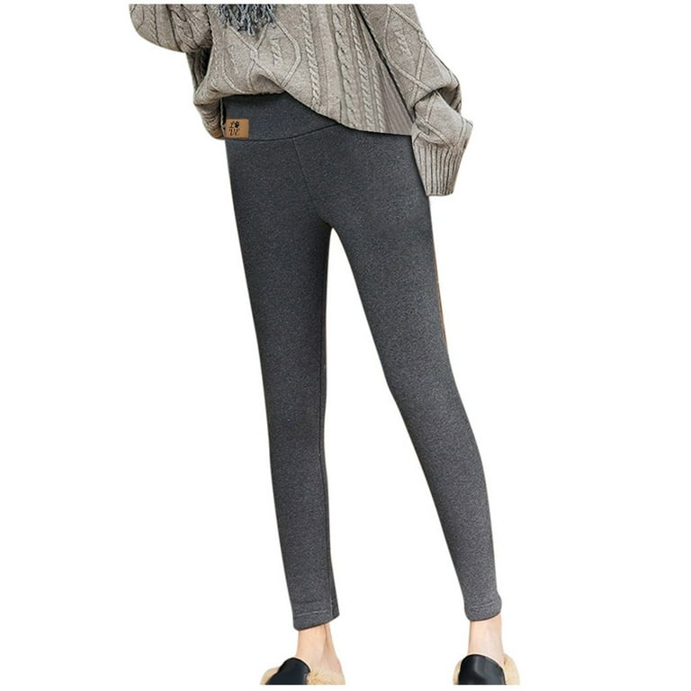 YWDJ Leggings for Women Tummy Control Print Warm Winter Tight Thick Velvet  Wool Cashmere Pants Trousers LeggingsGrayL 