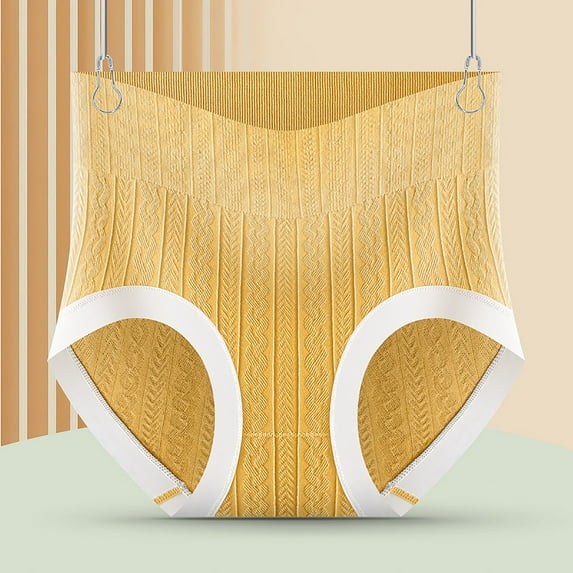 YWDJ Lightweight High Waist No Show Traceless Briefs Graphene Crotch High Waist Hip Lift Abdomen Tight Bodybuilding Briefs Yellow M