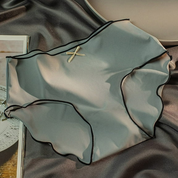 YWDJ Lightweight No Show Ice Silk Seamless Pants Pure Cotton Crotch Mid-Waist Japanese Sexy Large Size Ultra Thin Underwear Gray M