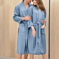 thumbnail image 1 of YWDJ Lightweight Robes for Women Knee Length Long Plus Size Solid Long Sleeve Pajamas M Sky Blue, 1 of 2