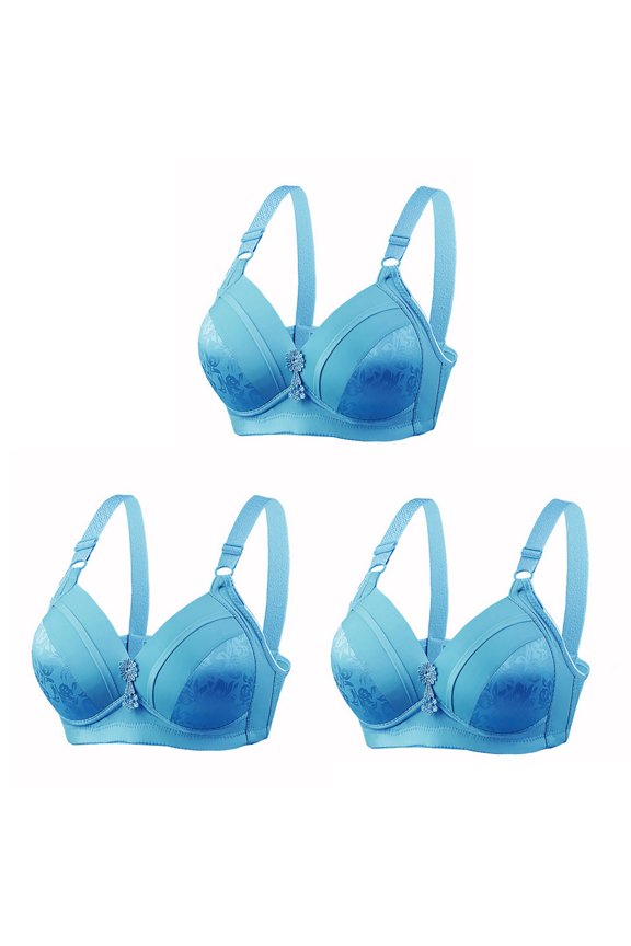 YWDJ Lounge Bras for Women Comfort 3 Pack Closure in Back Nursing Bras Wireless Comfortable Bras Adjustable Straps Full Coverage Bras Push up Wrap Bras Padded Comfy Solid Comfy Bras Blue 36