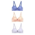 thumbnail image 1 of YWDJ Lounge Bras for Women Comfort 3 Pack Lounge Bras Underwire Comfortable Bras Adjustable Straps Half Cup Push up Wrap Bras Padded Plus Size Lace Bras Solid Sleep Bras Blue M, 1 of 3