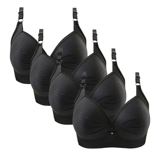 YWDJ Lounge Bras for Women Comfort 4 Pack Closure in Back Bras Wireless Sleep Bras Adjustable Straps Half Cup Push up Wrap Comfy Bras Padded Comfort Bras Solid Lounge Bras Black 40