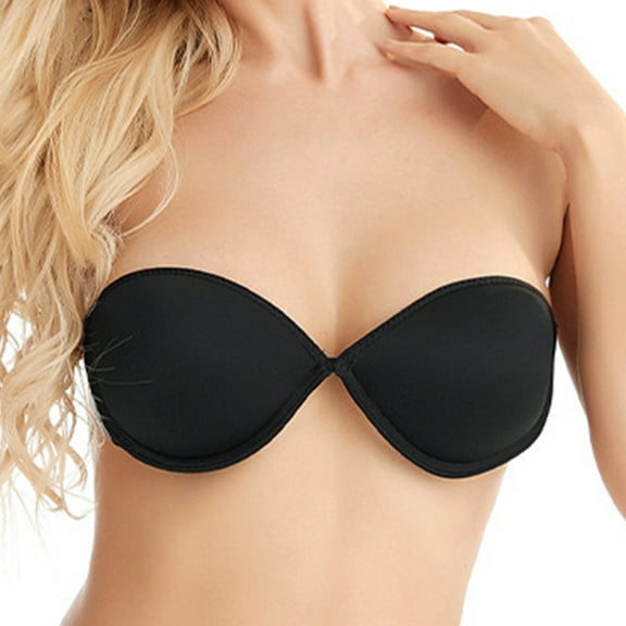 YWDJ Lounge Bras for Women Comfort Closure in Back Comfortable Bras No Wires Bras Strapless Half Cup Wrap Sleep Bras Padded Comfortable Bras Solid Comfy Bras Black L