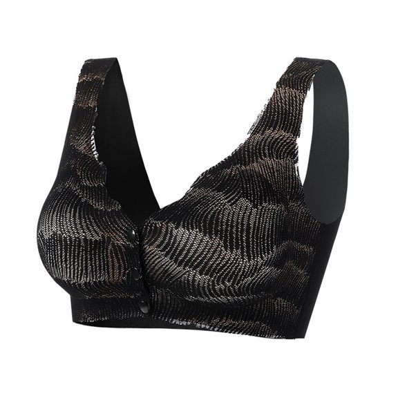 YWDJ Lounge Bras for Women Comfort Front Close Sleep Bras No Underwire Comfy Bras Wide Strap Full Coverage Push up Hollow Lounge Bras Padded Plus Size Comfy Bras Wrap Comfortable Bras Black 3XL