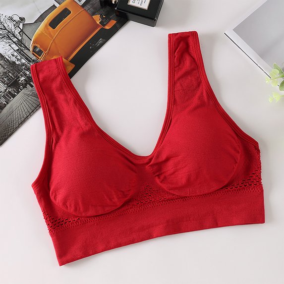 YWDJ Lounge Bras for Women Comfort Pullover Comfy Bras Wireless Lounge Bras Wide Strap Full Coverage Push up Wrap Comfortable Bras Padded Plus Size Comfort Bras Bras Wine 3XL