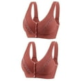 thumbnail image 1 of YWDJ Lounge Bras for Women Plus Size 2 Pack Front Closure Nursing Bras No Wire Comfortable Bras Wide Strap Full Coverage Bras Push up Wrap Bras Padded Plus Size Comfy Solid Comfy Bras Brown 3XL, 1 of 2