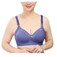 thumbnail image 1 of YWDJ Lounge Bras for Women Plus Size Closure in Back Sleep Bras Wirefree Comfy Bras Adjustable Straps Half Cup Push up Wrap Lounge Bras Padded Plus Size Comfortable Bras Solid Comfortable Bras Blue 46, 1 of 3