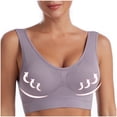 thumbnail image 1 of YWDJ Lounge Bras for Women Plus Size Pullover Lounge Bras Wirefree Comfortable Bras Wide Strap Full Coverage Push up Wrap Bras Padded Plus Size Comfortable Bras Solid Sleep Bras Gray 2XL, 1 of 6