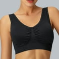 thumbnail image 1 of YWDJ Lounge Bras for Women Plus Size Pullover No Wire Wide Strap Full Coverage Bras Low Support Seamless Padded Plus Size Bras Layer Double Lined Wrap Solid Bras Black M, 1 of 5