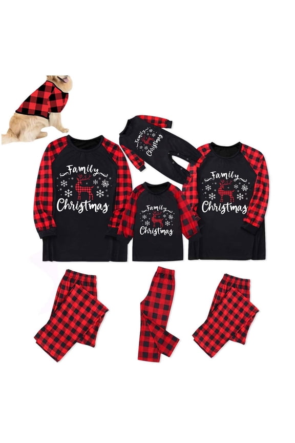 YWDJ Matching Christmas Pajamas for Couples and Dog S Red Pet Cute Warm Christmas Plaid Printed Pet Clothing