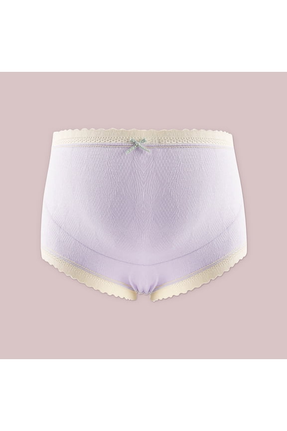 YWDJ Maternity Briefs for Women Lace Lightweight High Waist No Show Ladies Comfortable Prenatal Solid Color Large Size Short High Waist Lace Abdominal Panties Underwear Purple XL