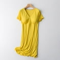thumbnail image 1 of YWDJ Maternity Dress for Photos Women's Breastfeeding Solid V-neck Short Sleeve Breastfeeding Postpartum Pregnant Women's Dress Sleepwear With Chest Pad Yellow M, 1 of 7