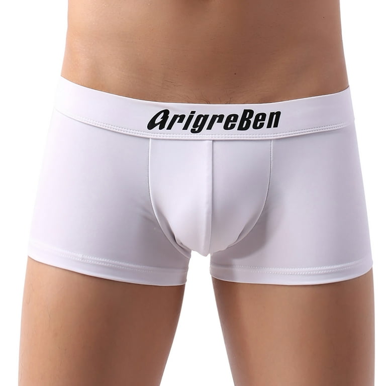 YWDJ Men Underwear Men Underwear Swim Trunks Mid-waist Smooth Men Boxer  Swimming Shorts White XL 