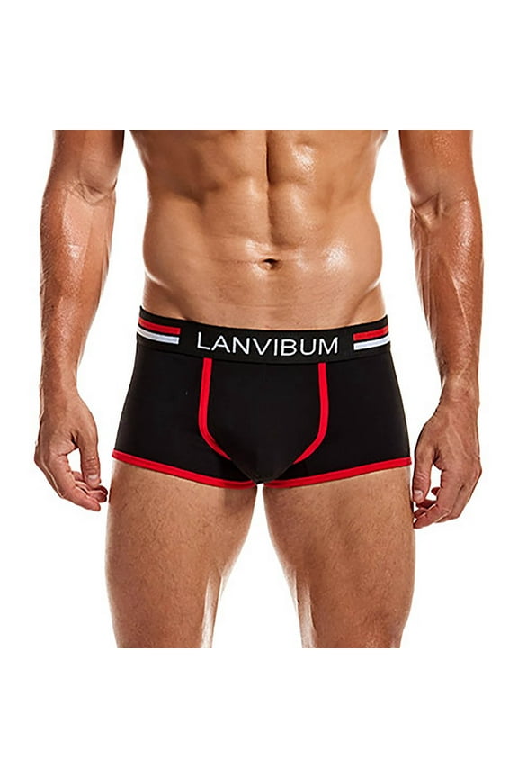 YWDJ Mens Boxer Briefs Cotton Blend Breathable Lightweight No Show Mens Fashion Underwear Shorts Sexy Breathable Black M