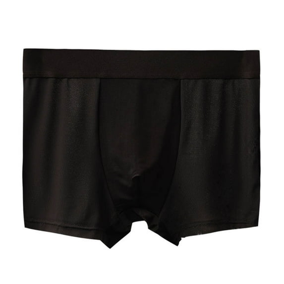 YWDJ Mens Boxer Briefs Plus Size Breathable Lightweight No Show Ice Silk Thin Style Traceless Boxers Business Breathable Mens Summer Comfortable Boxers Black XL