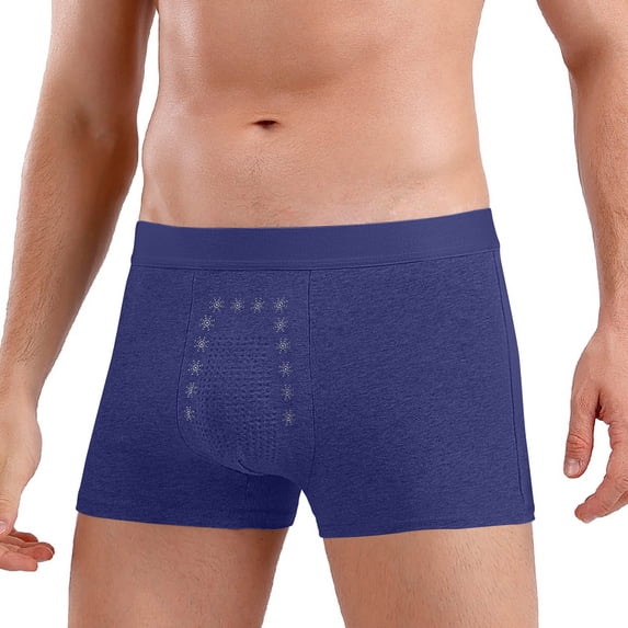 YWDJ Mens Boxer Briefs Underwear Cotton Plus Size Lightweight No Show Solid Men Briefs Comfortable Cotton Middle Waist Panties Briefs Blue L