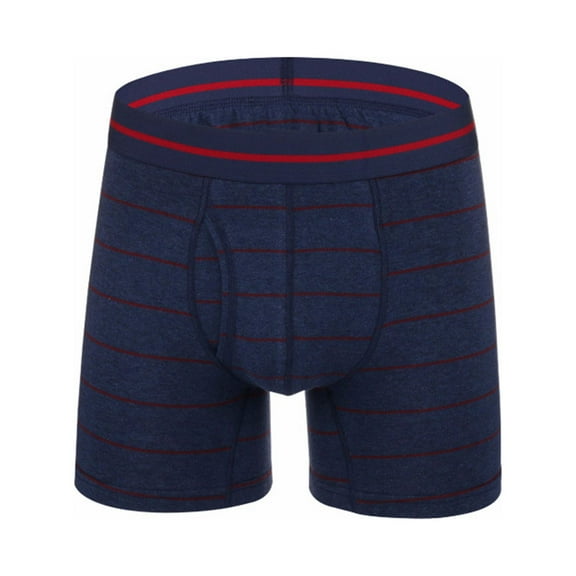 YWDJ Mens Boxer Briefs Underwear Plus Size Cotton Lightweight No Show Mens Striped Underwear With Side Opening and Sexy Boxer Shorts Briefs Pants Red L