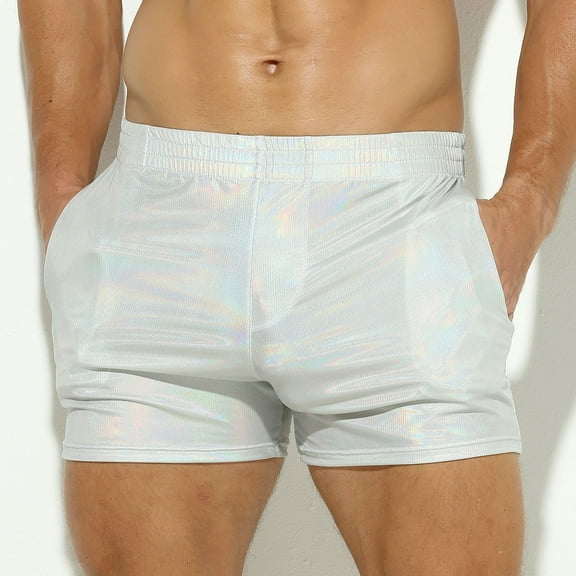 YWDJ Mens Underwear Boyshorts Lightweight No Show Mens Color Briefs Fashion Underwear Personalized Mid-waist Hoop Panties Buttock Covering Briefs Silver S