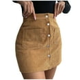 thumbnail image 1 of YWDJ Mini Skirts for Women Trendy Fashion Button Zipper High Waist Tight Solid Pocket Retro Skirt Pleated Yellow L, 1 of 9