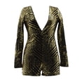 thumbnail image 1 of YWDJ One Piece Jumpsuits for Women Casual Long Sleeve Glitter Sequin Long Pant Sparkly Ladies Travel Comfortable 2023 Vacation Flowy Rompers Womens Jumpers and Rompers Casual Deep V Neck Gold XL, 1 of 7