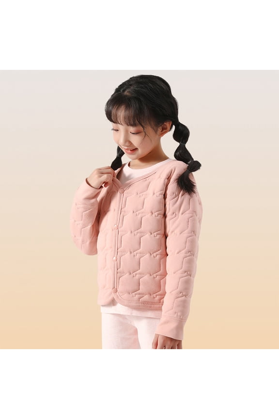 YWDJ Padded Jacket For Boys And Girls School Uniform For Children Padded Jacket For Children Pink 120CM