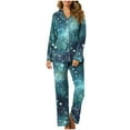 thumbnail image 1 of YWDJ Pajama Sets for Women Long Sleeves Lightweight Plus Size Gradient Button Down Shirts 2 Piece Long Pants Loungewear 2XL Blue, 1 of 7