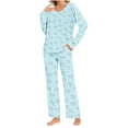 thumbnail image 1 of YWDJ Pajama Sets for Women Long Sleeves Lightweight Plus Size Hearts Shirt with Pockets 2 Piece Long Pants Loungewear M Blue, 1 of 6