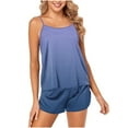 thumbnail image 1 of YWDJ Pajama Shorts Lace Lightweight Plus Size Solid Sleeveless Tank Tops 2 Piece Shorts Loungewear 2XL Blue, 1 of 5