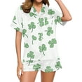 thumbnail image 1 of YWDJ Pajama Shorts for Women Sleep Shorts St Patricks Day Lightweight Clover Short Sleeve Button Down Shirts 2 Piece Shorts Loungewear XL White, 1 of 6