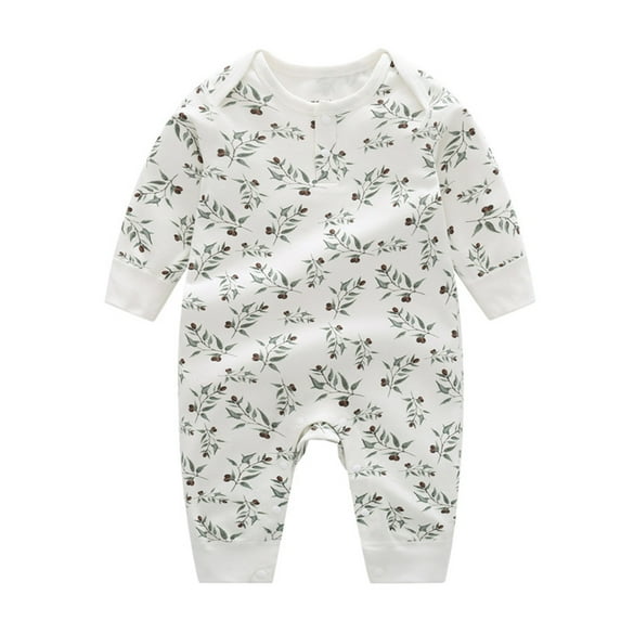 YWDJ Pajamas for Baby Boys Baby Infant Jumpsuit Printing Long Sleeve Romper Clothes White 12 Months