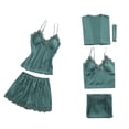 thumbnail image 1 of YWDJ Pajamas for Women Set Shorts Sleepwear Long Pants Tops Pajamas Five Piece Set Home Blue XL, 1 of 9