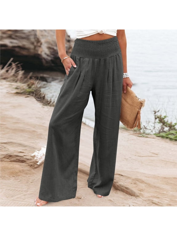 YWDJ Palazzo Pants for Women High Waist High Rise Relaxed Fit Baggy Wide Leg Casual Straight Leg Loose Pants Pants Pants A Popular Choice for Everyday Wear Work Casual Event 41-Dark Gray L