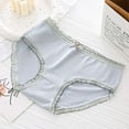 thumbnail image 1 of YWDJ Panties for Women Cotton Breathable Lace Lightweight No Show Milk Silk Breathable Mid Waist Girls Panties Sweet Lace Printed Comfortable Panties Blue XL, 1 of 3
