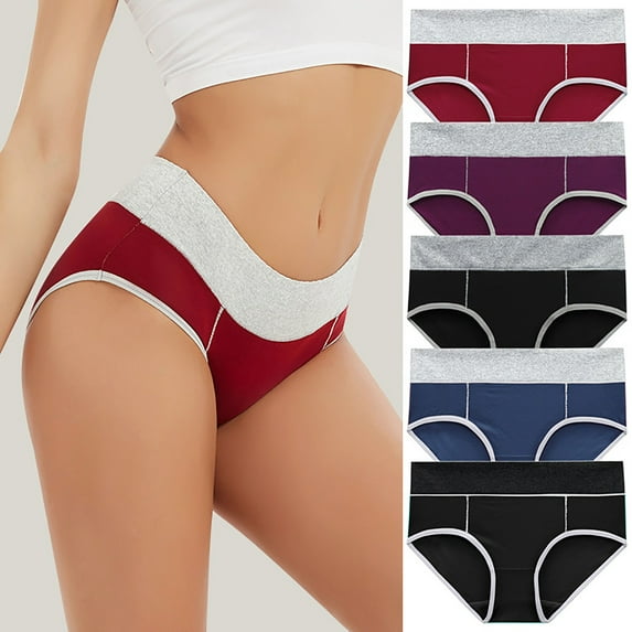 YWDJ Panties for Women Plus Size 5 Pack Cotton Lightweight High Waist No Show 5PCLarge Seamless Cotton High Waist Briefs Hip Lifting Underpants Multicolor M