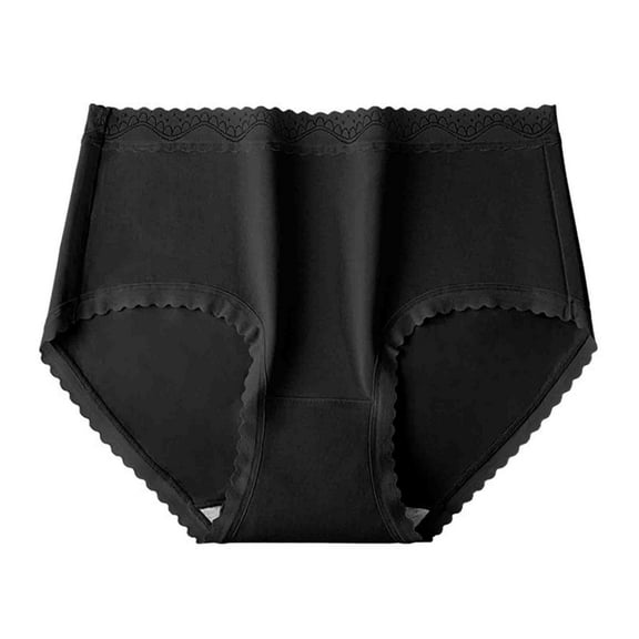 YWDJ Panties for Women Breathable Lace Lightweight No Show Fashion Breathable Soft Stretch Panties Underwear With Belly Briefs Black L