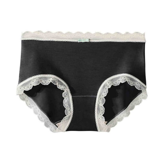 YWDJ Panties for Women Breathable Lace Lightweight No Show Fashion Breathable Soft Stretch Panties Underwear With Belly Briefs Black XL