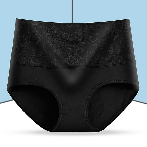 YWDJ Panties for Women Plus Size Cotton Lace Lightweight High Waist No Show 1 Briefs Comfortable Cotton High Waist Underwear Sexy Panties Black L