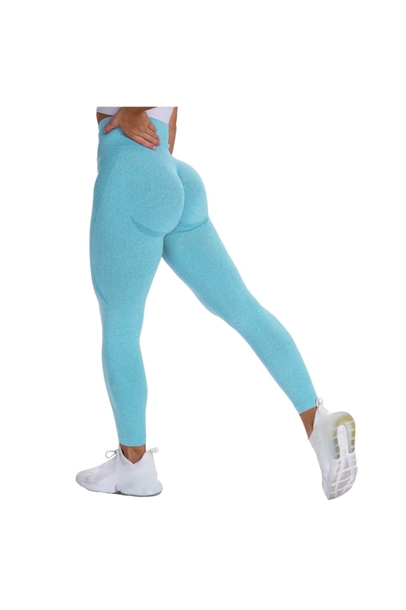 YWDJ Patterned Tights for Women Plus Size Pure Color Hip-lifting Sports Fitness Running High-waist Yoga PantsSky BlueS
