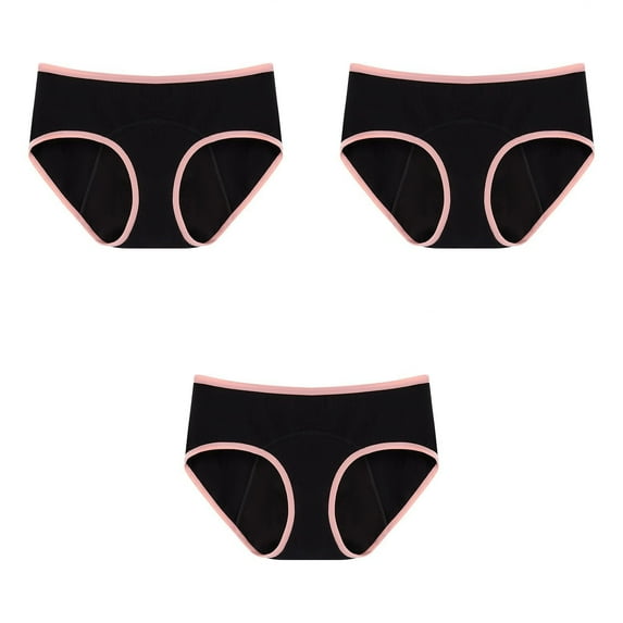 YWDJ Period Underwear for Women 3 Pack Plus Size Cotton Breathable Lightweight High Waist Underwear With High Absorption Capacity Breathable Leak Proof Medium Low Waisted Cotton Underwear Pink M