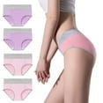 thumbnail image 1 of YWDJ Period Underwear for Women 4 Pack Plus Size Cotton Lightweight High Waist No Show 4PCLarge Seamless Cotton High Waist Briefs Hip Lifting Underpants Multicolor 3XL, 1 of 4