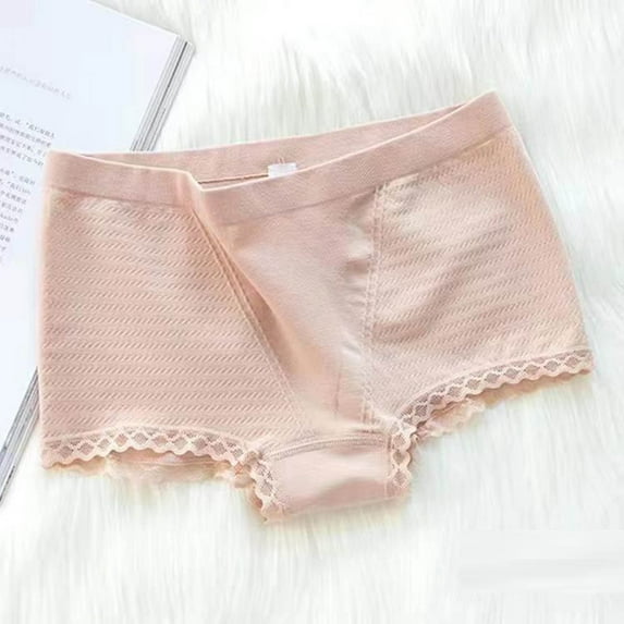 YWDJ Period Underwear for Women Breathable Lace Lightweight No Show Seamless Lace Midwaist Seamless Belly Lift Hip Breathable Underwear Cotton Crotch Briefs Beige One Size