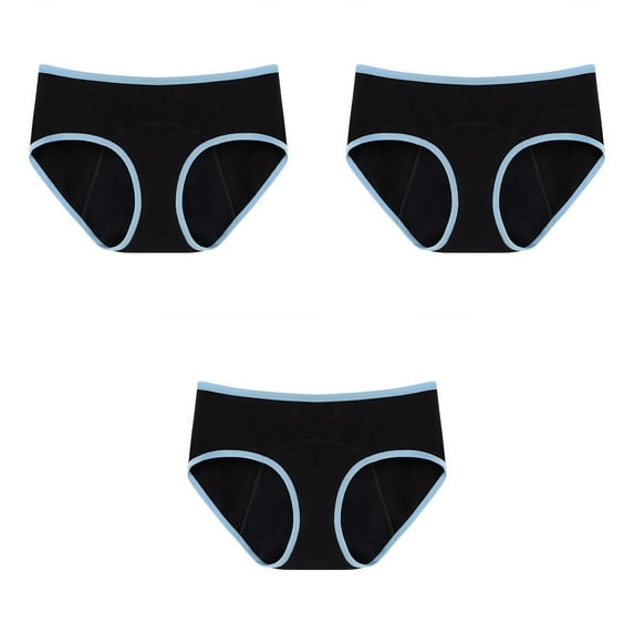 YWDJ Period Underwear for Women Briefs 3 Pack Plus Size Cotton Breathable Lightweight High Waist Underwear With High Capacity Breathable Leak Proof Medium Low Waisted Cotton Underwear Light Blue 4XL