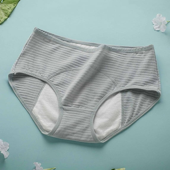 YWDJ Period Underwear for Women Briefs Cotton Breathable Lightweight High Waist No Show Sexy Fashionable Classic High Waisted Breathable and Seductive Solid Color Underwear Gray XL