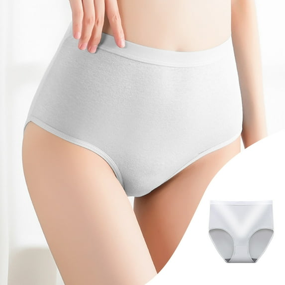 YWDJ Period Underwear for Women Briefs Cotton Lightweight High Waist No Show Underwear Panties Brief Panties For High Waisted Underwear Comfy Underwear For Underware White L