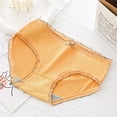 thumbnail image 1 of YWDJ Period Underwear for Women Cotton Breathable Lace Lightweight No Show Milk Silk Breathable Mid Waist Girls Panties Sweet Lace Printed Comfortable Panties Yellow L, 1 of 3