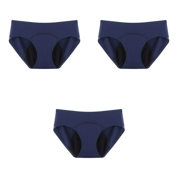 YWDJ Period Underwear for Women Plus Size 3 Pack Cotton Breathable Lightweight High Waist Underwear With High Absorption Capacity Breathable Leak Proof Medium Low Waisted Cotton Underwear Dark Blue S