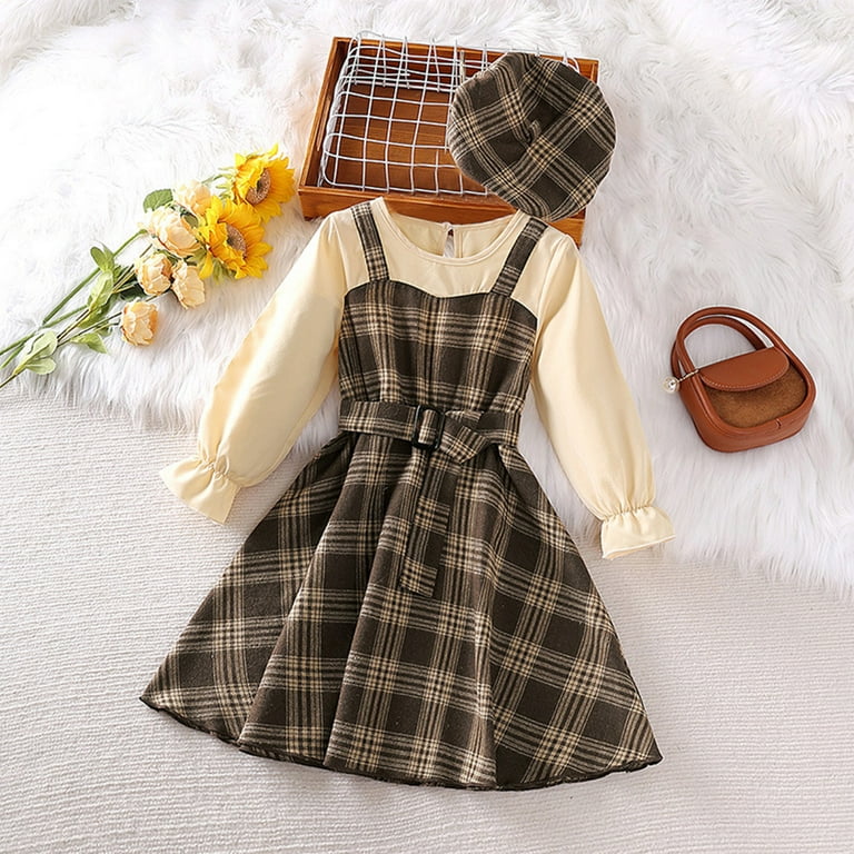 YWDJ Pink Girl Party Dresses Girls Dress 2024 Fall New British