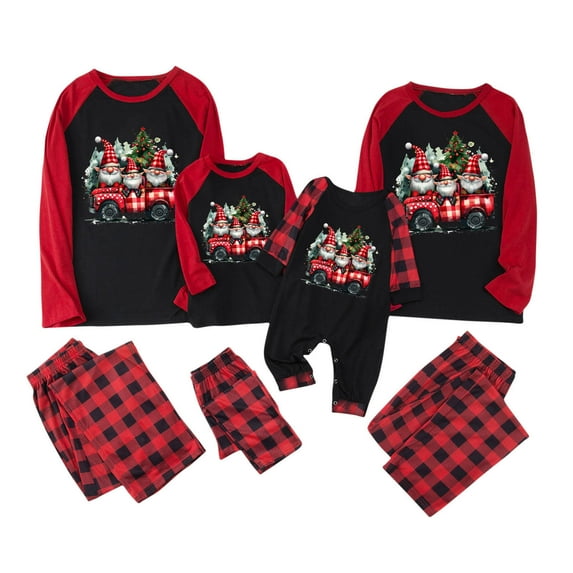 YWDJ Plus Size Christmas Pajamas for Women L Multicolor Christmas Women Mom Plaid Printed Blouse Tops Pants Family Matching Pajamas Set